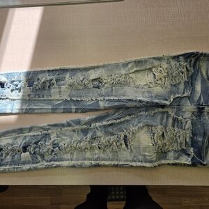Men's Distressed Skinny Jeans - Blue